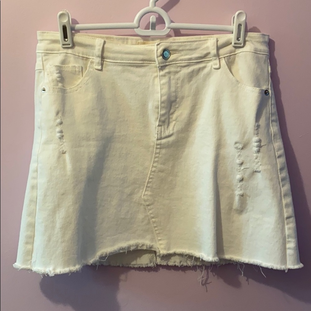 White denim mini skirt